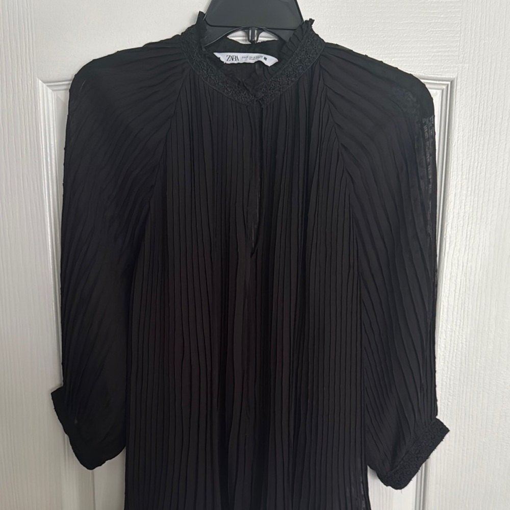 Zara Black Pleated Women's Top